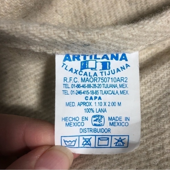 Boho Chic Mexican Vintage Wool Fringe Poncho Cape - Picture 7 of 7